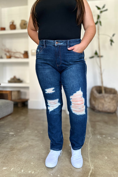 Judy Blue Full Size High Waist Rigid Magic Heavy Destroy Straight JeanThe High Waist Rigid Magic Heavy Destroy Straight Jeans offer a stylish blend of ruggedness and sophistication. Crafted from durable denim with a hint of magic, thesPantsJudy Blue Full Size High Waist Rigid Magic Heavy Destroy Straight Jeans