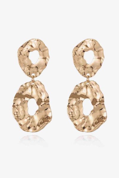 Zinc Alloy Vintage Earrings with textured design, 2.5x1.3 inches.