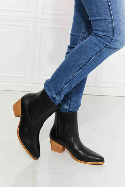 MMShoes Love the Journey Stacked Heel Chelsea Boot in BlackThese boots are a balancing act between cowboy boots and Chelsea boots, featuring details of each style. They have a high-top and a stacked heel, as well as an elevaAccessoriesJourney Stacked Heel Chelsea Boot