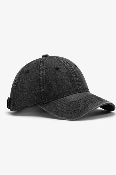 Plain Adjustable Baseball CapType: Baseball cap
Pattern type: Solid
Material: 100% cotton
Imported
Product measurements:
Height: 4.7 inBrim: 2.75 inCircumference: adjustableAccessoriesPlain Adjustable Baseball Cap