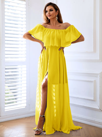 Off-Shoulder Layered Split Maxi DressType: Casual dresses
Sizing category: Regular
Picture style: Studio
Pattern type: Solid
Style: Casual
Features: Split
Neckline: Off-shoulder
Length: Maxi
Sleeve lengDresses-Shoulder Layered Split Maxi Dress